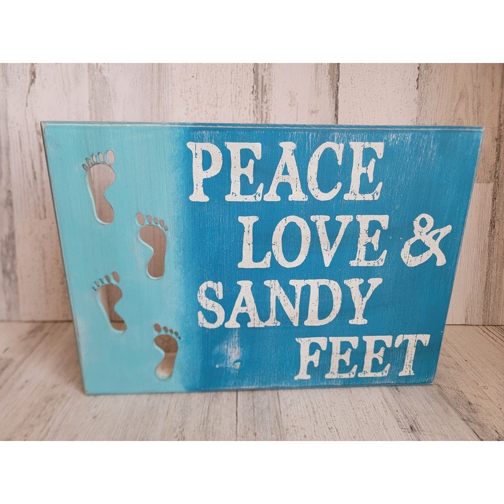 Peace‎ love Sandy feet wooden box hanging home decor ocean sea life
